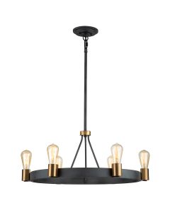 Silas 6 Light Pendant/ Semi-Flush - Aged Zinc & Heritage Brass