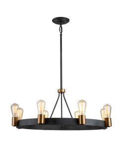 Silas 8 Light Pendant/ Semi-Flush - Aged Zinc & Heritage Brass