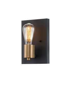 Silas 1 Light Wall Light - Aged Zinc & Heritage Brass