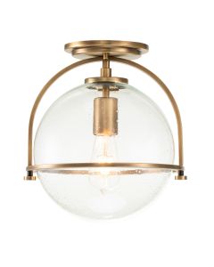 Somerset 1 Light Flush - Clear and Heritage Brass