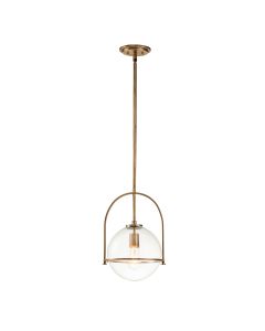 Somerset 1 Light Medium Pendant - Clear/Heritage Brass