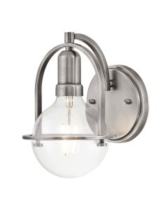 Somerset 1 Light Wall Light - Clear and Brushed Nickel