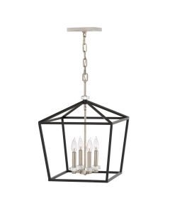 Stinson 4 Light Large Pendant/ Semi-Flush - Black with Polished Nickel