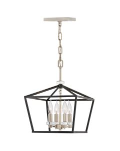 Stinson 4 Light Medium Pendant/ Semi-Flush - Black with Polished Nickel