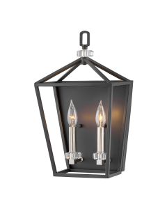 Stinson 2 Light Wall Light - Black with Polished Nickel