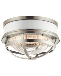 Tollis 2 Light Flush - Brushed Nickel & White