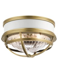 Tollis 2 Light Flush - Natural Brass & White