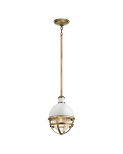 Tollis 1 Light Mini Pendant - Natural Brass & White