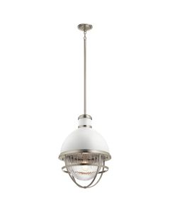 Tollis 1 Light Pendant - Brushed Nickel & White