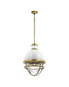 Tollis 1 Light Pendant - Natural Brass & White