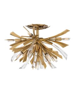 Vida 9 Light Semi Flush Light - Burnished Gold