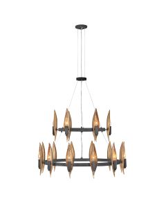 Willow 18 Light Chandelier - Carbon Black with Deluxe Gold