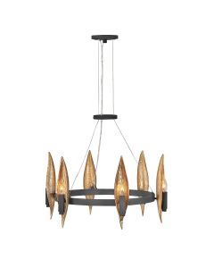 Willow 6 Light Chandelier - Carbon Black with Deluxe Gold