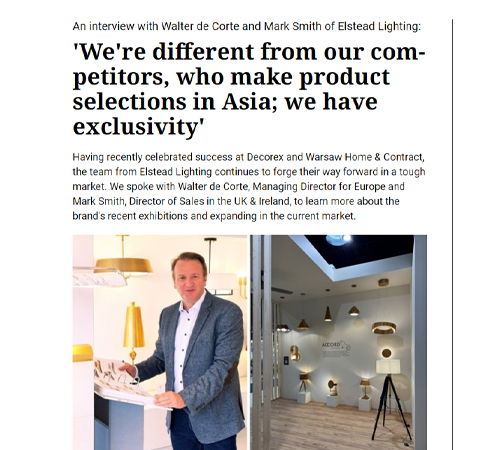 An interview with Walter de Corte and Mark Smith of Elstead Lighting